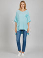 Flower Applique Baggy Shirt Mint
