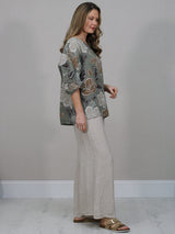 Made In Italy Floral Print Linen Top