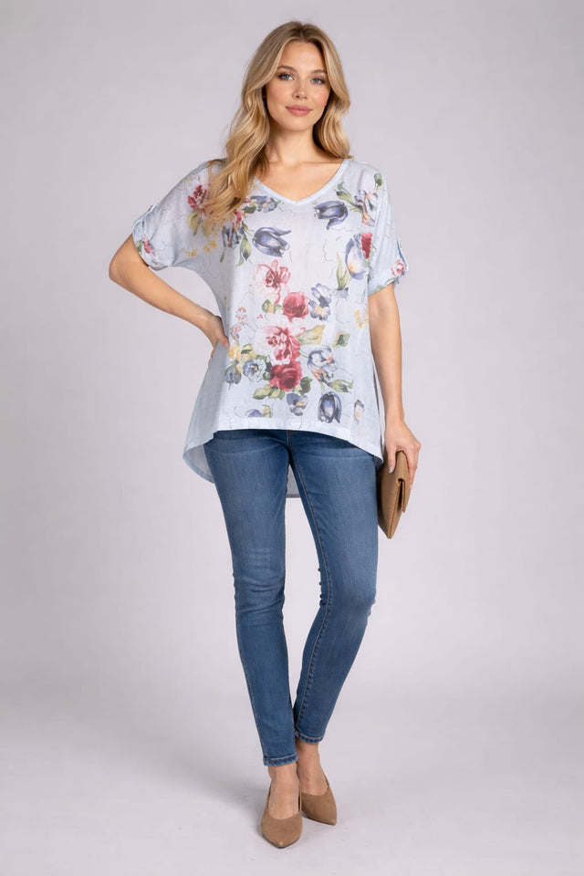 Floral Cotton Blouse White