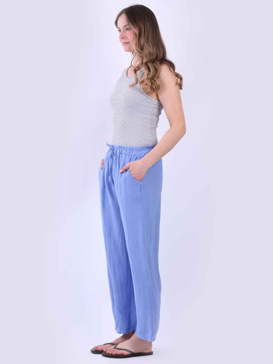 Plain Wide Leg Linen Trouser