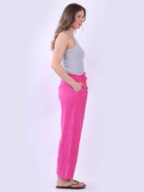 Plain Wide Leg Linen Trouser