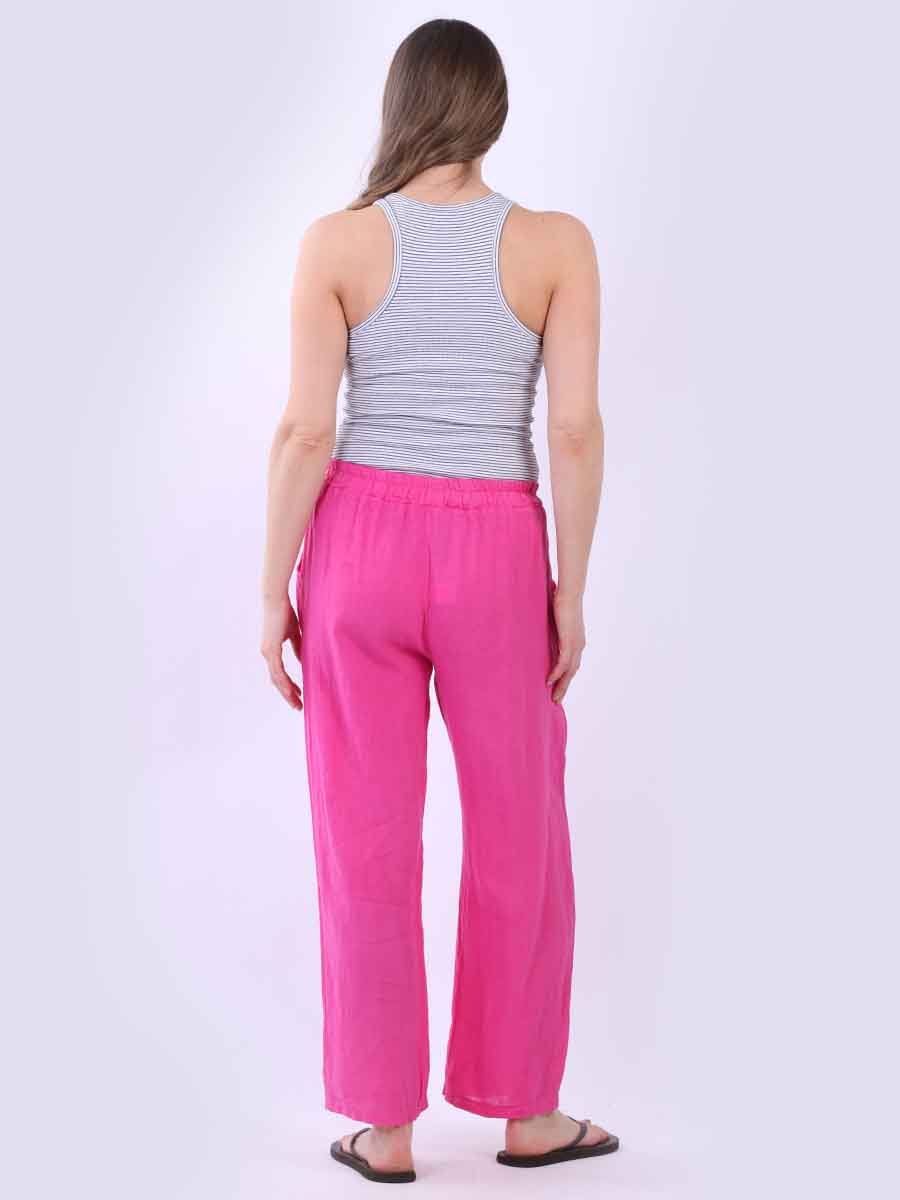 Plain Wide Leg Linen Trouser