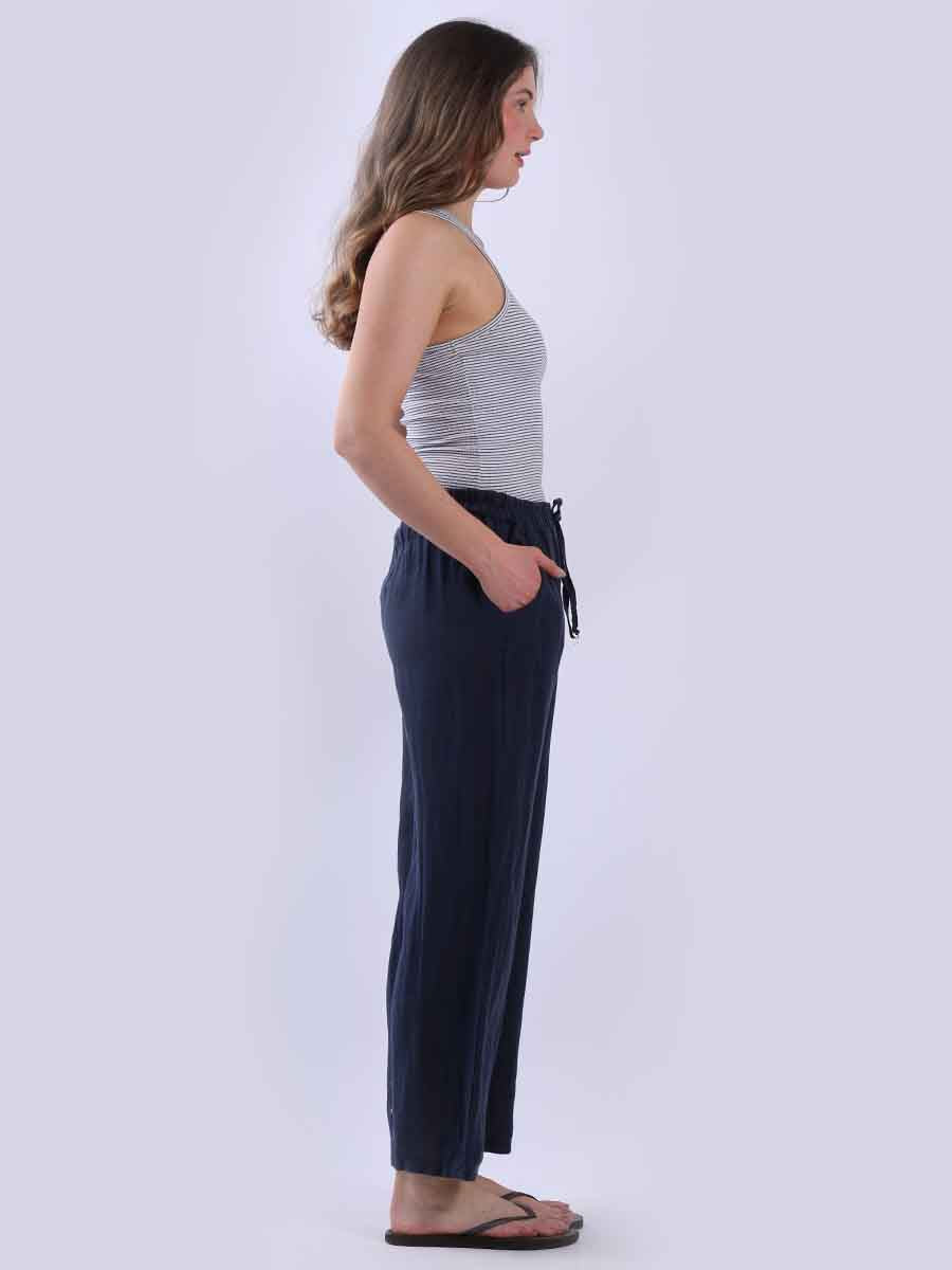 Plain Wide Leg Linen Trouser