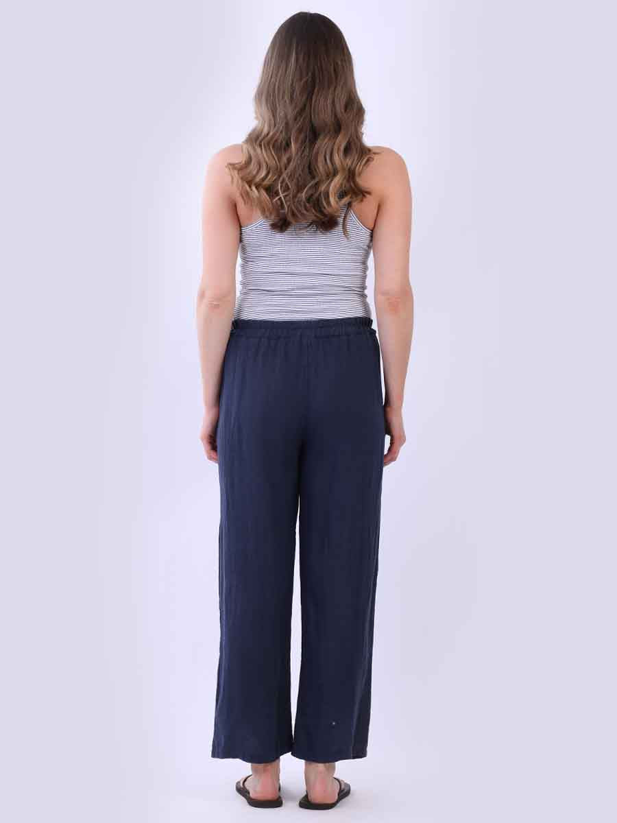 Plain Wide Leg Linen Trouser