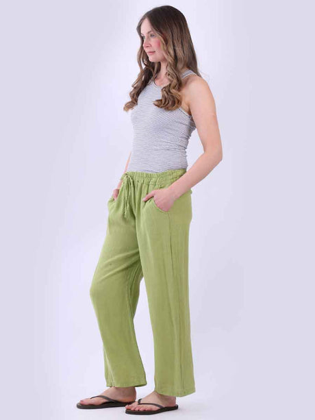 Plain Wide Leg Linen Trouser