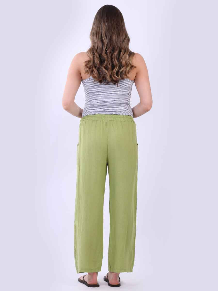 Plain Wide Leg Linen Trouser