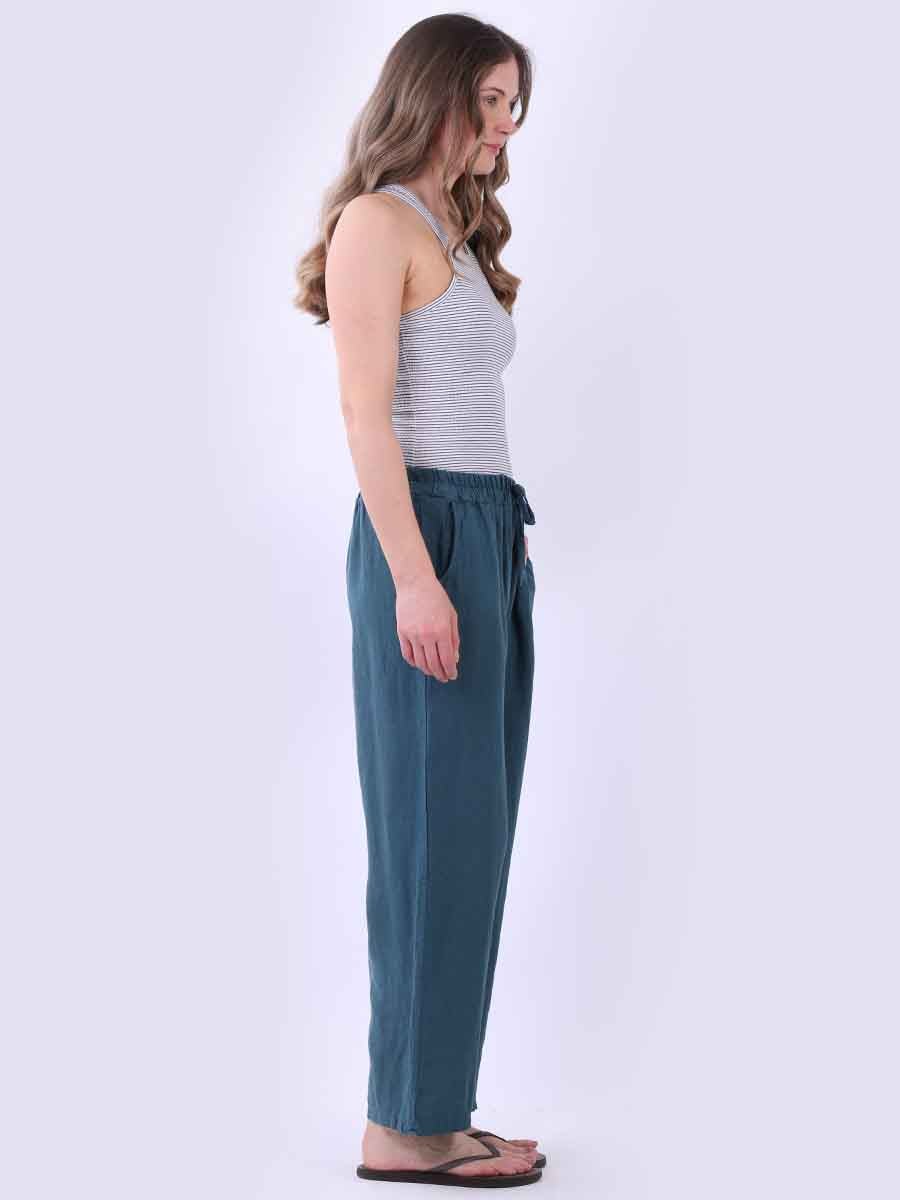 Plain Wide Leg Linen Trouser