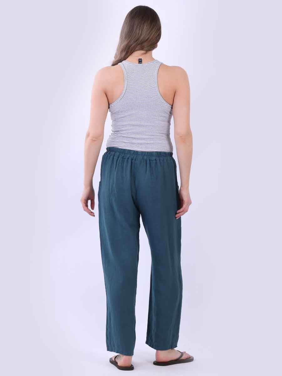 Plain Wide Leg Linen Trouser