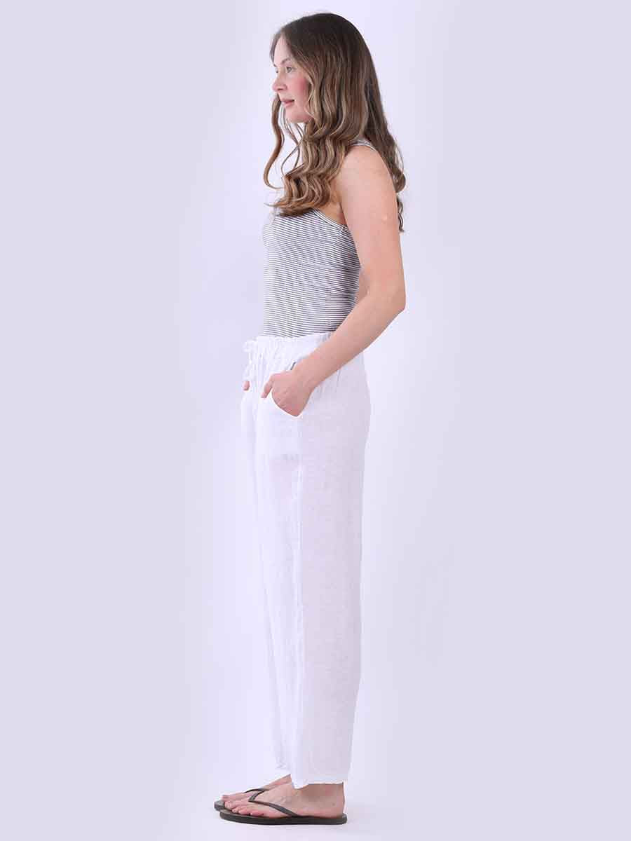 Plain Wide Leg Linen Trouser