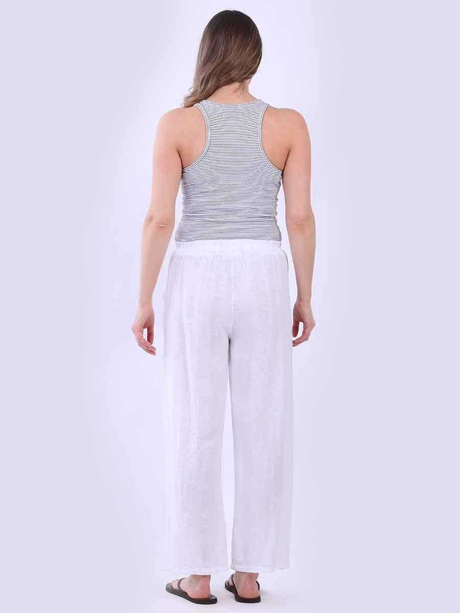 Plain Wide Leg Linen Trouser
