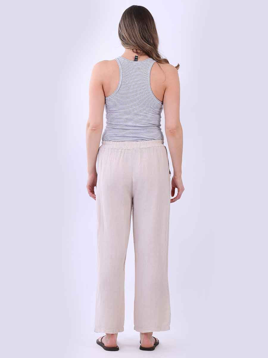 Plain Wide Leg Linen Trouser