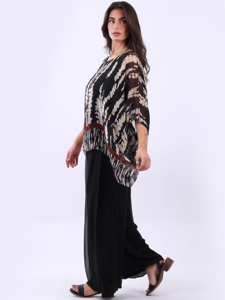 Batwing Two Layered Leopard Print Silk Tunic