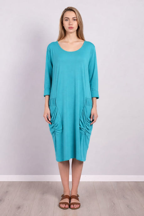Plain Front Pocket Oversized Cotton Dress
