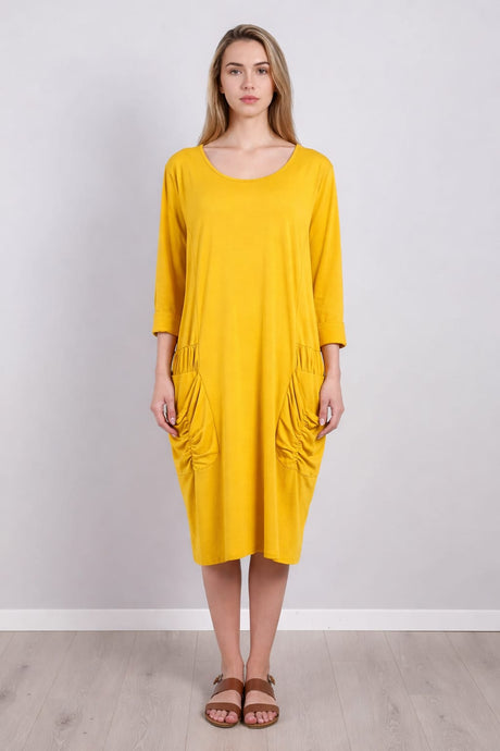 Plain Front Pocket Oversized Cotton Dress