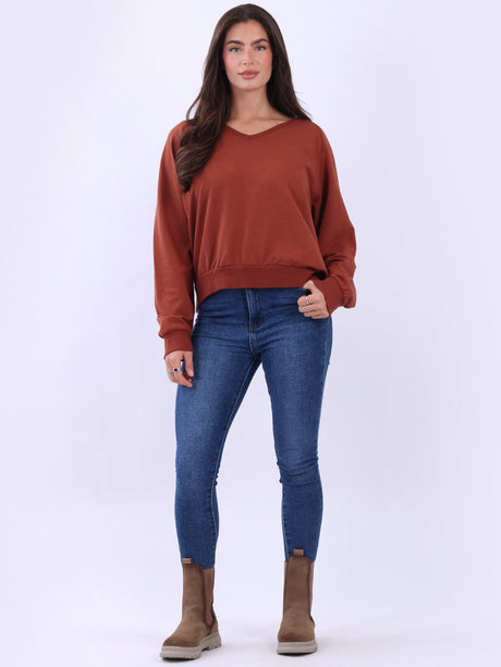 Women Cotton Solid Crop Sweat Top