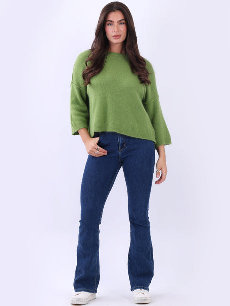 Solid Knitted Baggy Crop Sweater