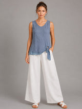 Plain Linen Vest Top Denim