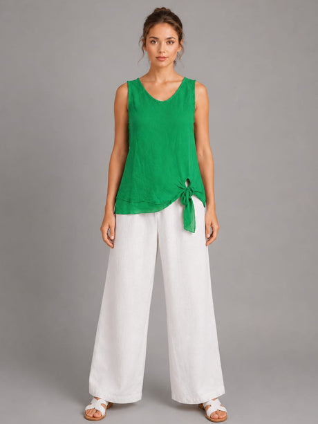 Plain Linen Vest Top Gucci Green