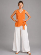 Plain Linen Vest Top Orange