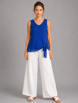 Plain Linen Vest Top Royal Blue