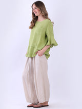 Bell Arms Solid Linen Baggy Top