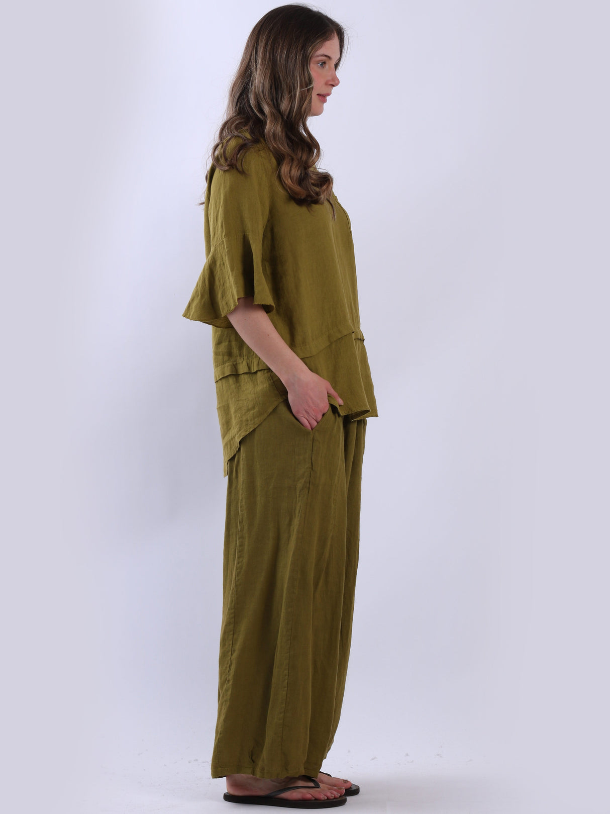 Bell Arms Solid Linen Baggy Top