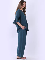 Bell Arms Solid Linen Baggy Top