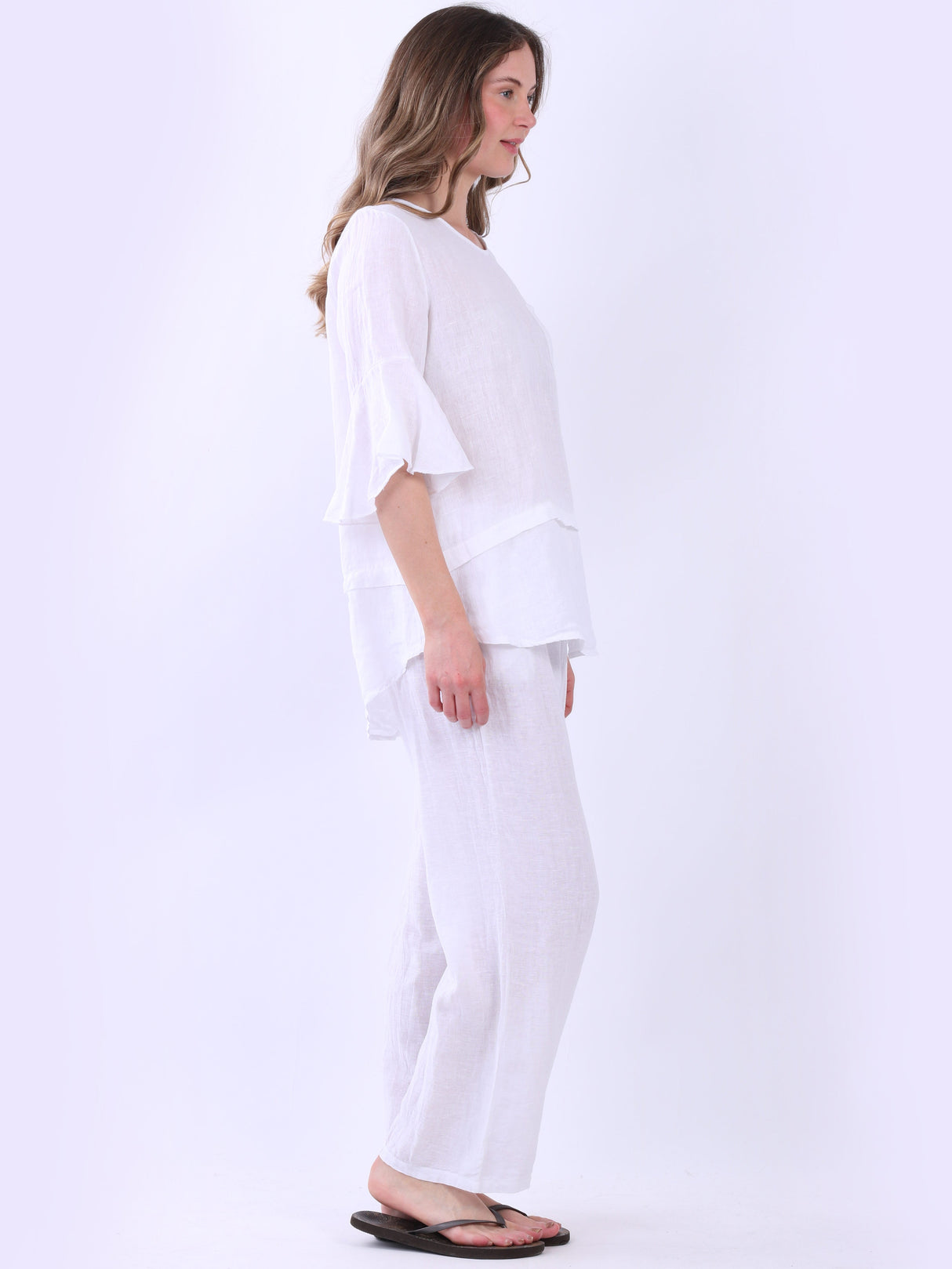 Bell Arms Solid Linen Baggy Top