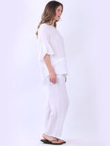 Bell Arms Solid Linen Baggy Top