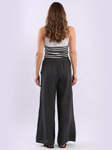 Wide Leg Plain Linen Trouser