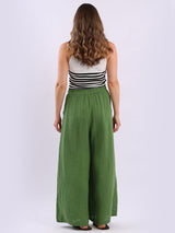 Wide Leg Plain Linen Trouser