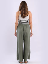 Wide Leg Plain Linen Trouser