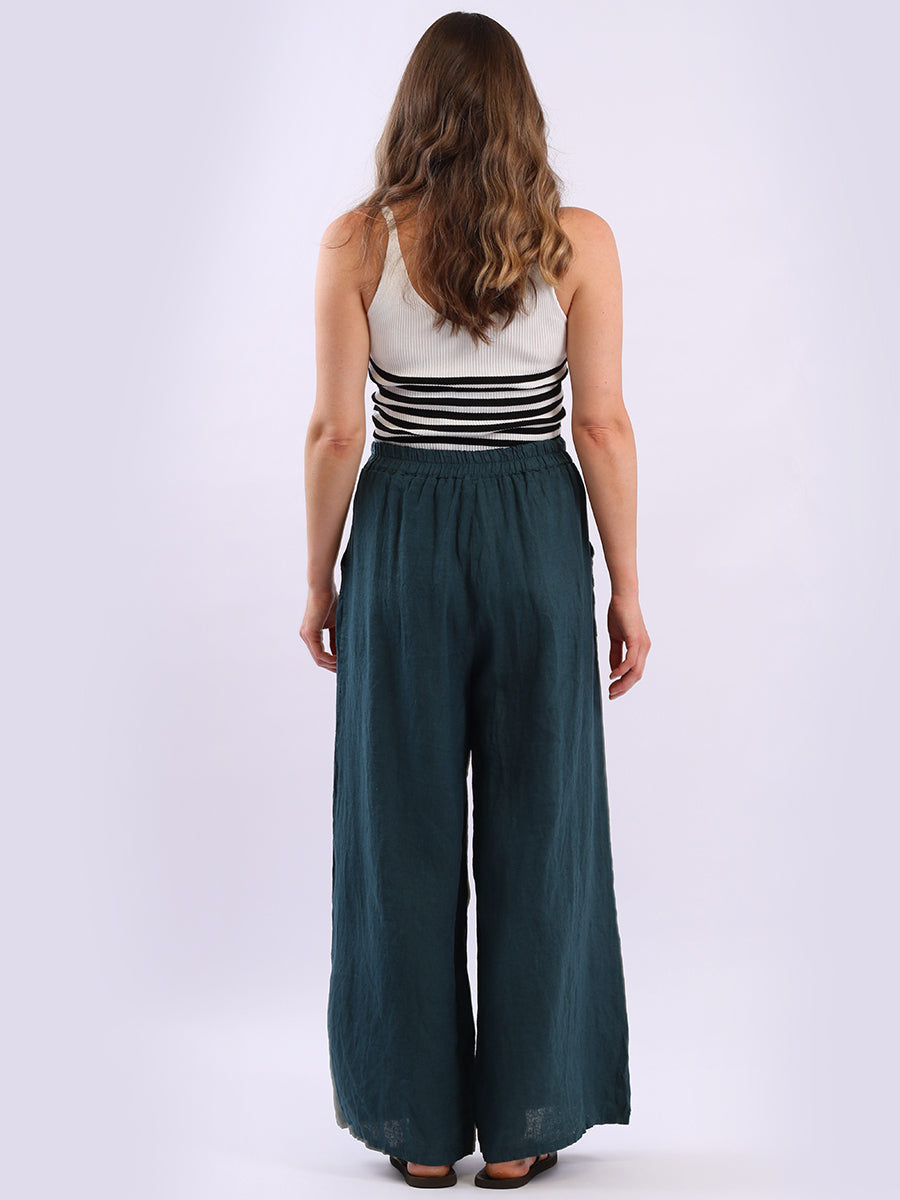 Wide Leg Plain Linen Trouser