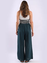 Wide Leg Plain Linen Trouser