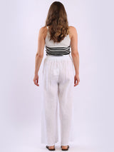 Wide Leg Plain Linen Trouser