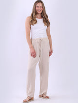 Straight Leg Plain Linen Women Pant