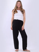 Straight Leg Plain Linen Women Pant