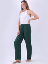 Straight Leg Plain Linen Women Pant