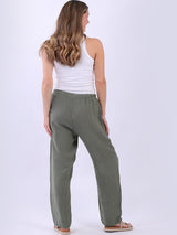 Straight Leg Plain Linen Women Pant