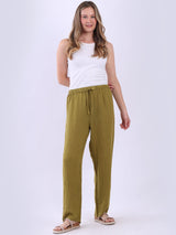 Straight Leg Plain Linen Women Pant