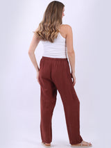 Straight Leg Plain Linen Women Pant