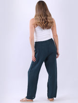 Straight Leg Plain Linen Women Pant