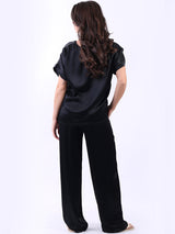 Plain Satin Baggy Crop Top