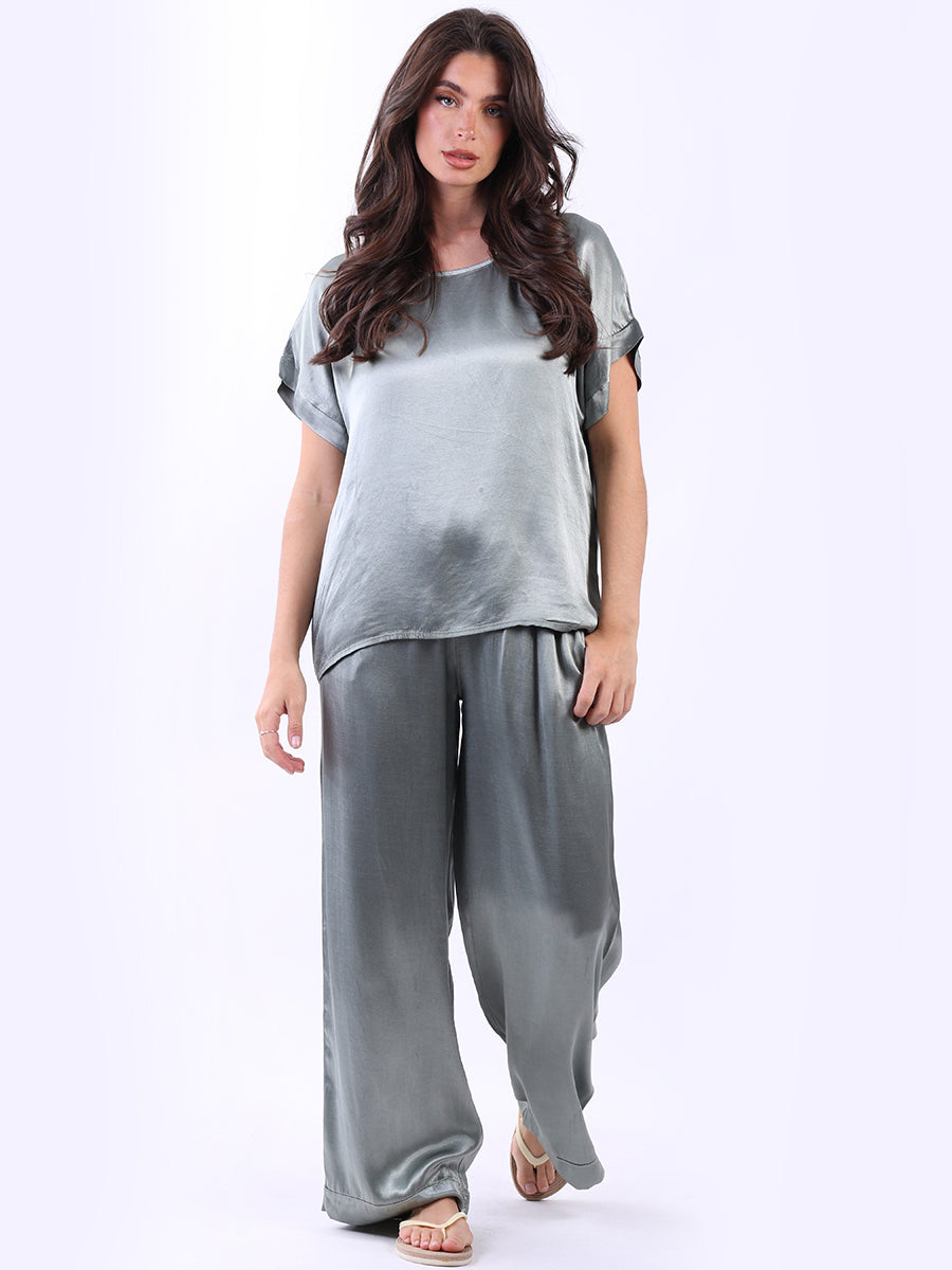 Plain Satin Baggy Crop Top