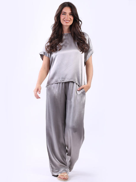 Plain Satin Baggy Crop Top