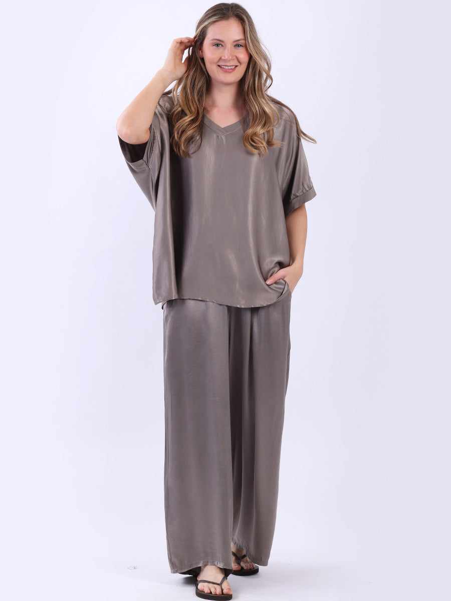 V-Neck Plain Boxy Tunic Top