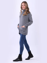 Turtle Neck Knitted Rib Plain Jumper