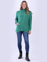 Turtle Neck Knitted Rib Plain Jumper