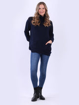 Turtle Neck Knitted Rib Plain Jumper