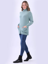 Turtle Neck Knitted Rib Plain Jumper